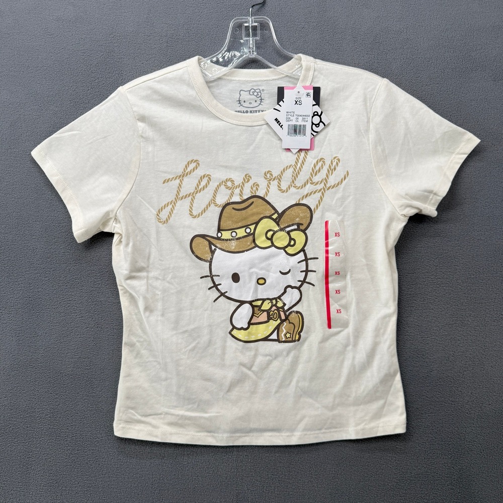Sanrio Hello Kitty Howdy Cowgirl Graphic Tee White Womens XS New